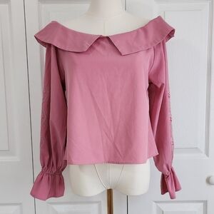 ♡ Floral Heart Embroidered Blouse ♡